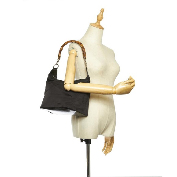 Gucci Handbags - Gucci Bamboo Nylon Patent Leather Shoulder Bag